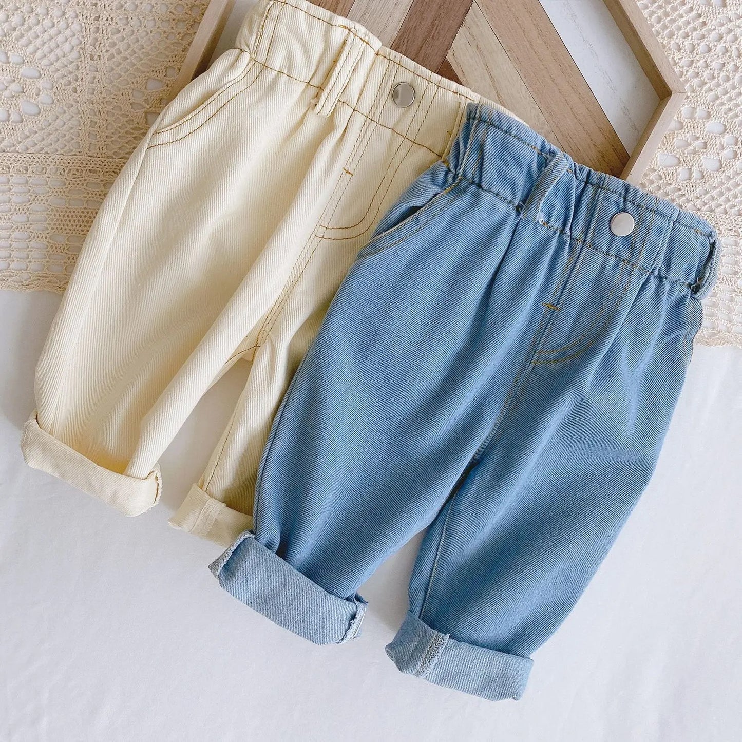 High-waist denim pants