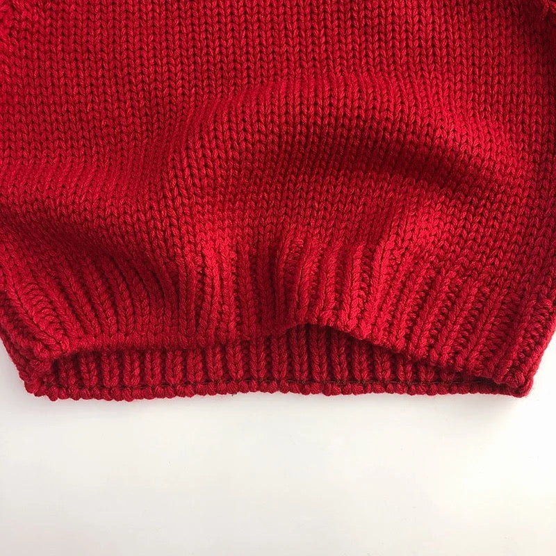 Red knitted sweater