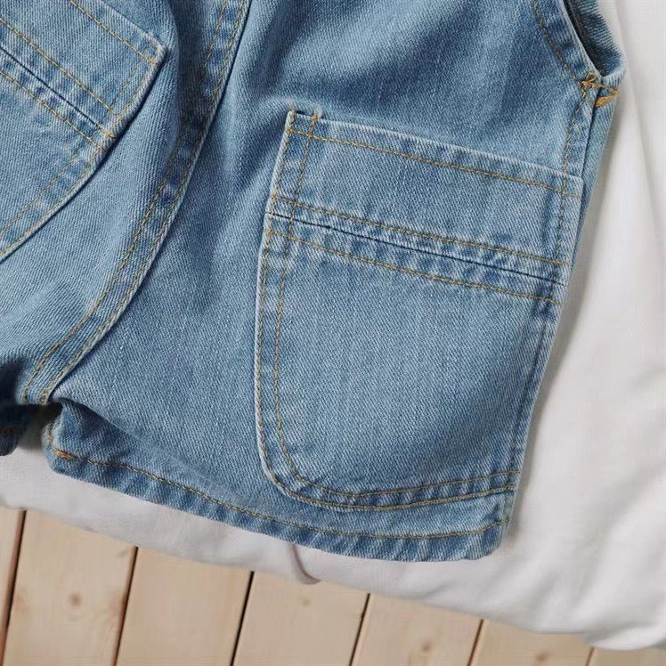 The denim short overall