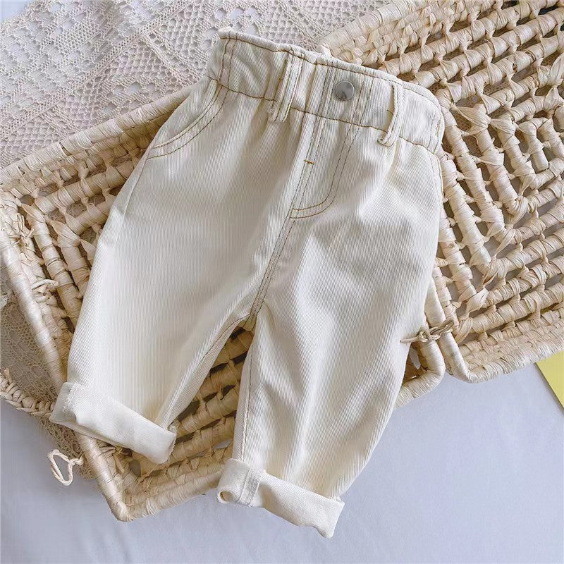 High-waist denim pants