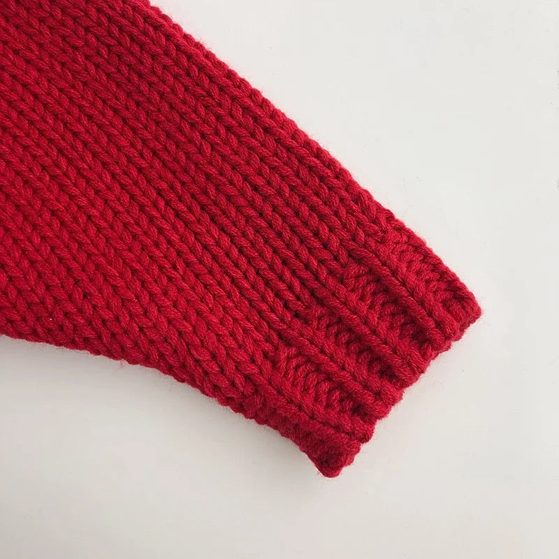 Red knitted sweater